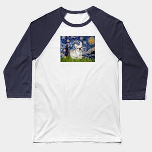 Starry Night Adaptation with a French Bulldog (cream) Baseball T-Shirt